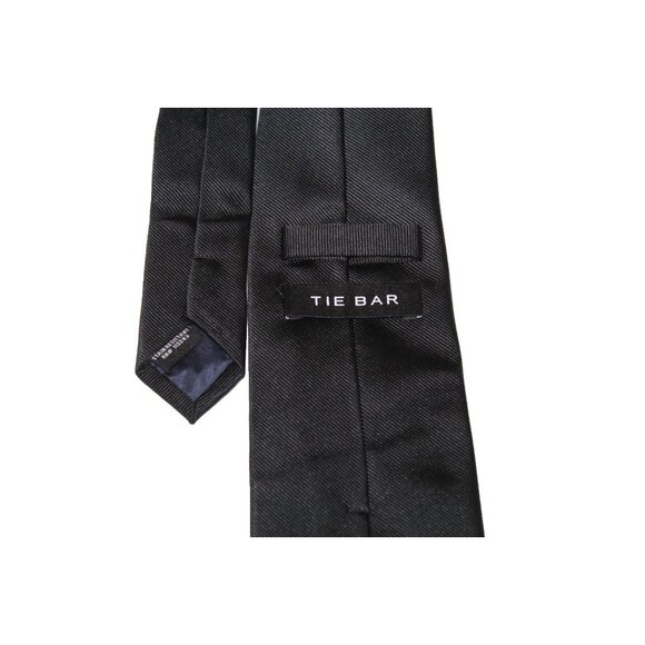 THE TIE BAR Men's 100% Silk DESIGNER Tie Solid Black 57" x 3" EUC - Picture 3 of 6